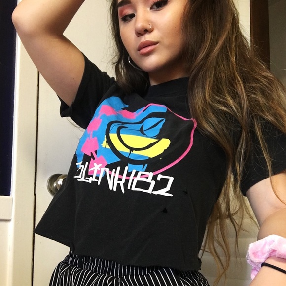 Vintage Blink82 Cropped Band Tshirt 